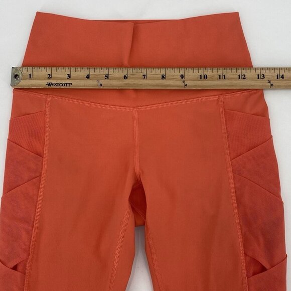 Lululemon Size 6 Mesh Rise and Flow Leggings Criss Cross Orange Coral NO SIZE - Picture 8 of 15
